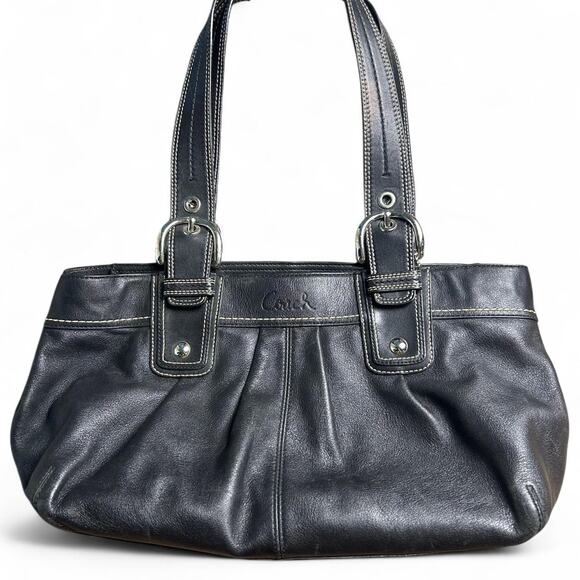 Black coach pleated leather - Picture 1 of 8